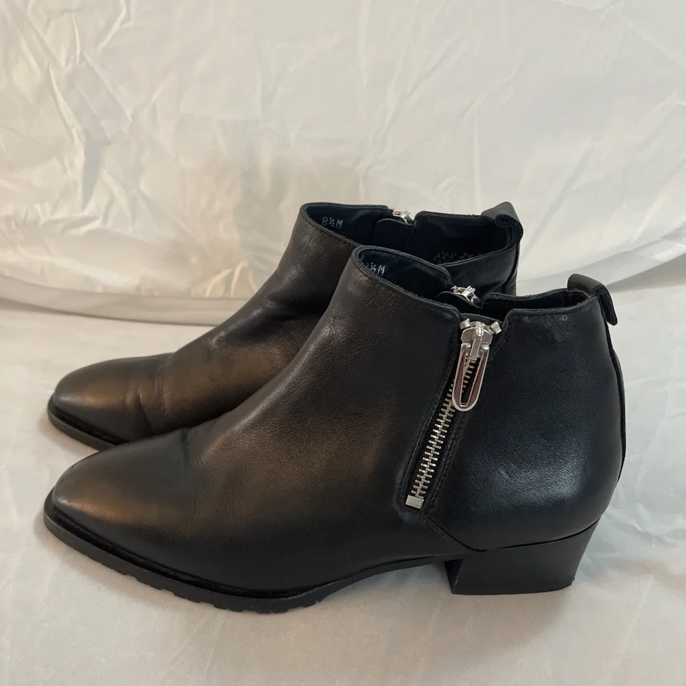 Aquatalia Fantina Weatherproof Bootie Black Leather Women‎ 8.5M RUNS SMALL Italy